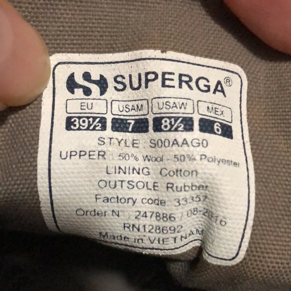 Superga Wool Blend HighTops-Gray-Sz 39.5-Side Zip Details/Lace Up Front - Picture 8 of 16
